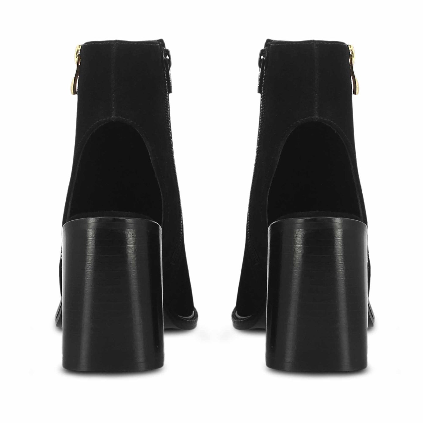 Saint Trudy Black Suede Leather Block Heels