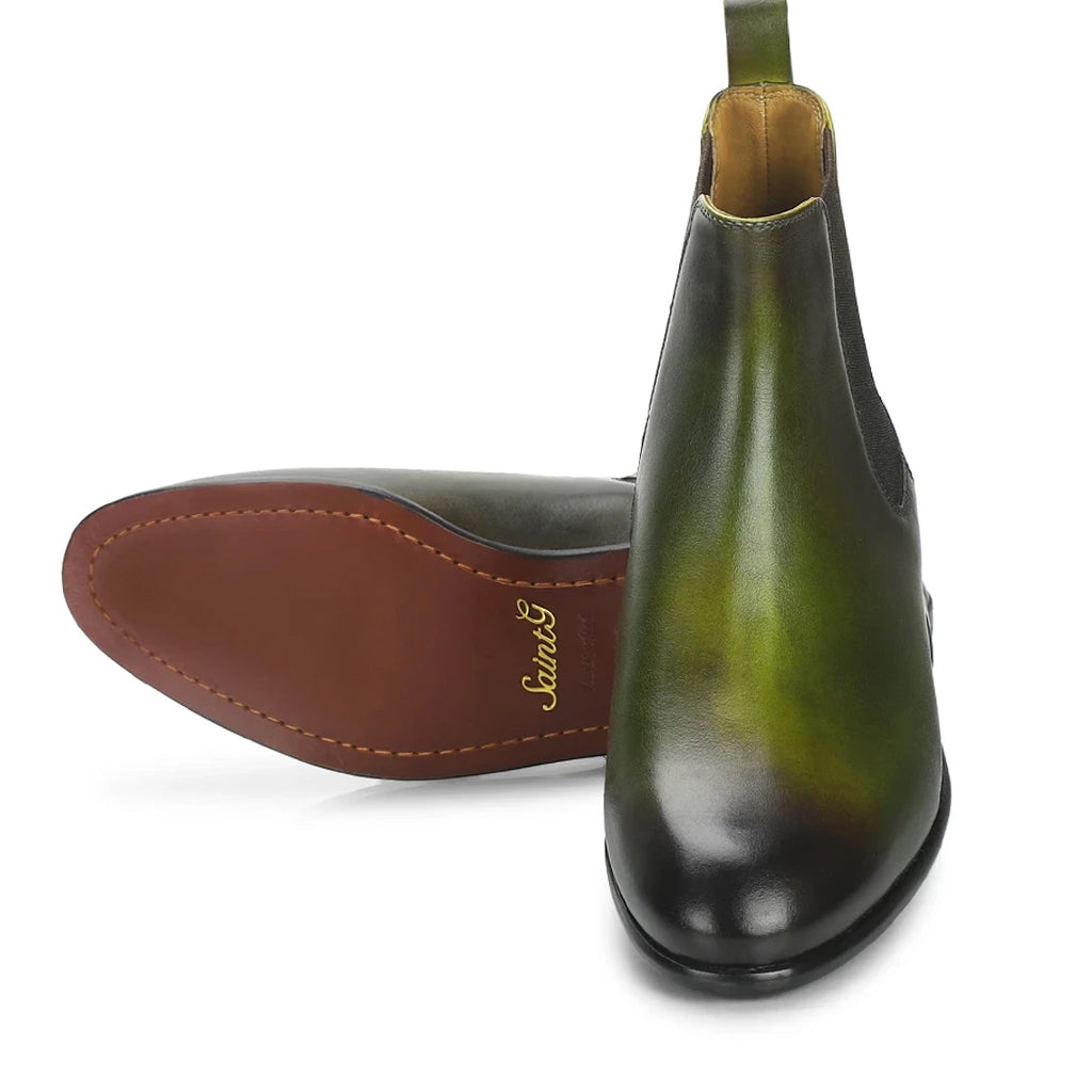 Saint Agostino Two Color Toned Olive Leather Chelsea Boot - SaintG