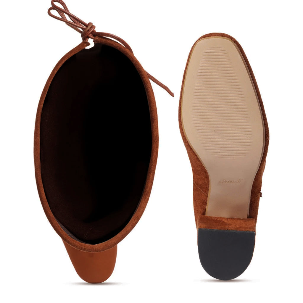 Chic Saint Luisa Tan Suede Boots - Knee-high Stretch Design for Women