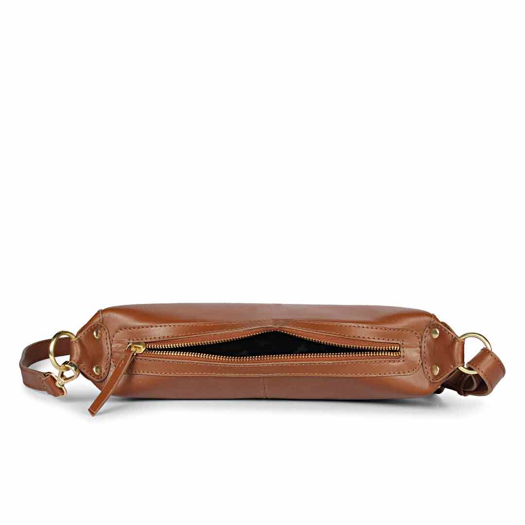 Favore Brown Women Leather Structured Sling Bag