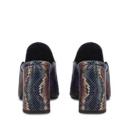 Saint Fiona Snake Print Leather Block Heels: Handcrafted elegance with a touch of wild charm. Elevate your style effortlessly.