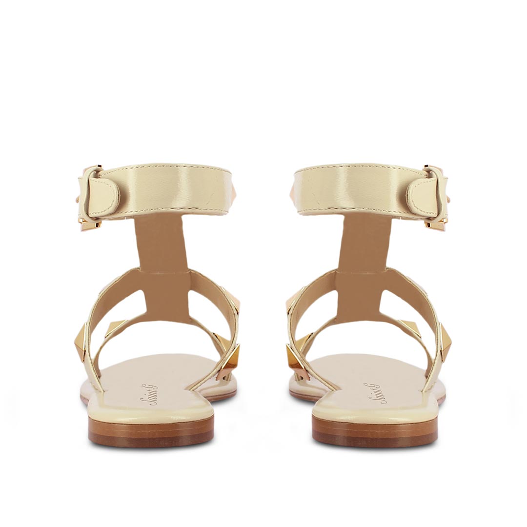 Saint Gaia Off White Leather Sandals with Flat Buckle - Stylish, comfortable footwear for a chic and casual look