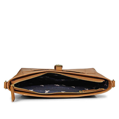 Favore Tan Women Leather Structured Sling Bag