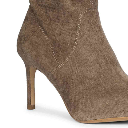 Saint Jemima Taupe Stretch Suede Stilettos Ankle Boots