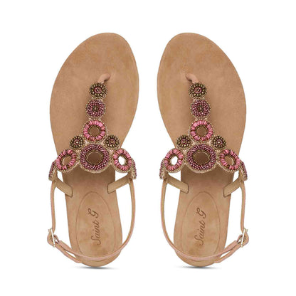 Saint Chiara Nude Leather Flats