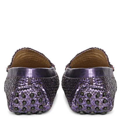 Saint Lucy Purple Woven Leather Loafers