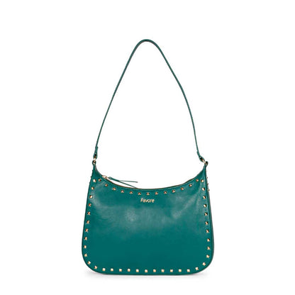 Favore Green Leather Structured Shoulder Bag