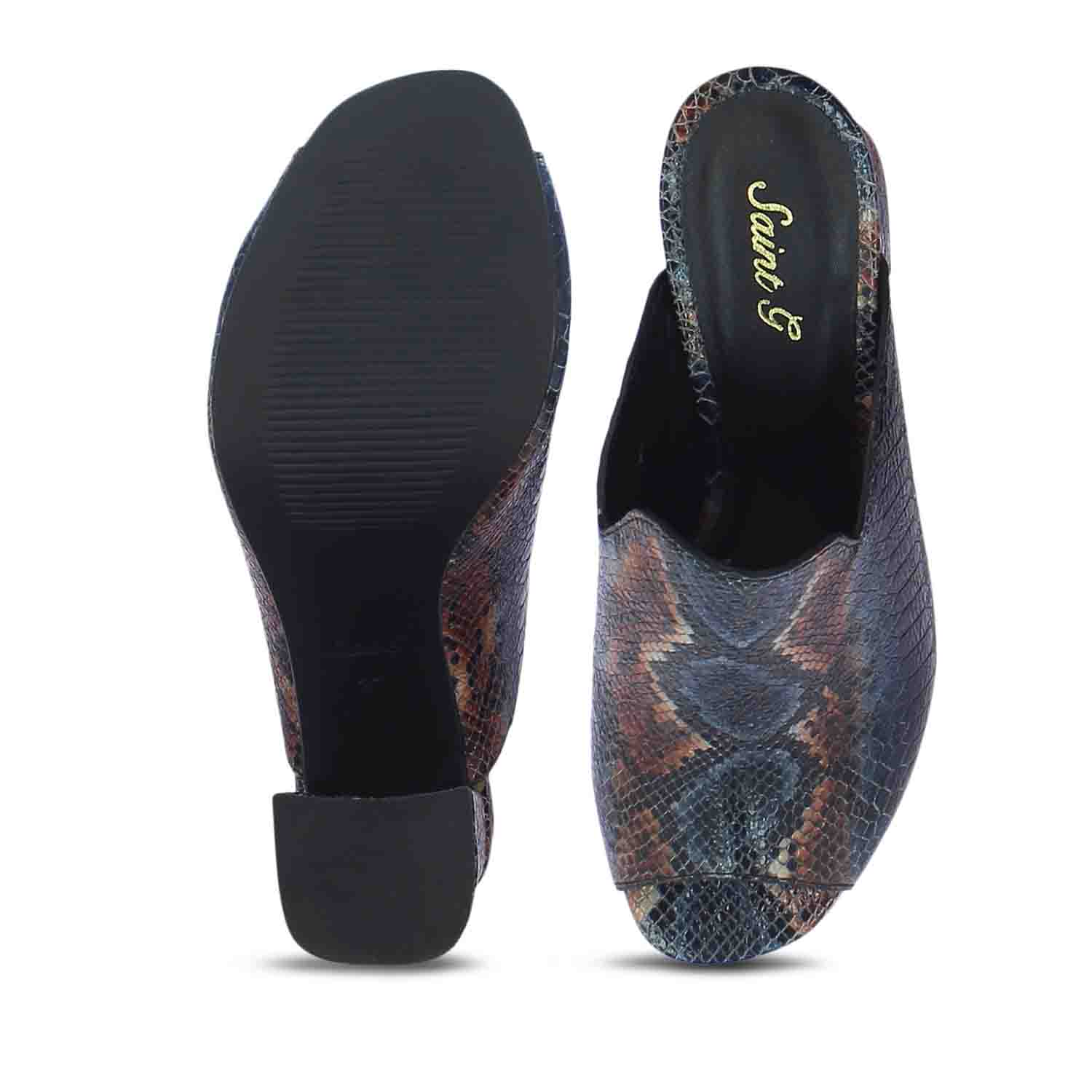 Saint Fiona Snake Print Leather Block Heels: Handcrafted elegance with a touch of wild charm. Elevate your style effortlessly.