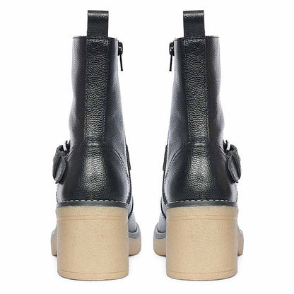 Saint Carmen Buckle Black Suede Leather Ankle Boots