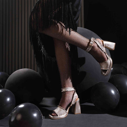 Gold Hand-Woven Leather Heels – Elevate Your Style with Saint Hannah"