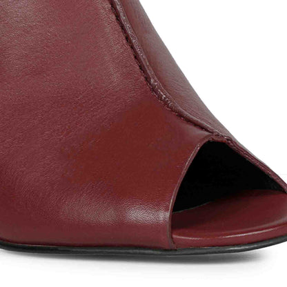 Saint Amor Burgundy Leather Block Heel Mules.