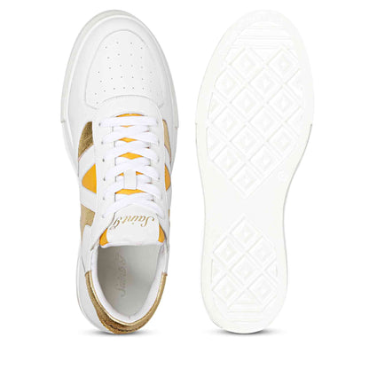 Whitesta Felix Unisex White & Yellow Leather Sneakers