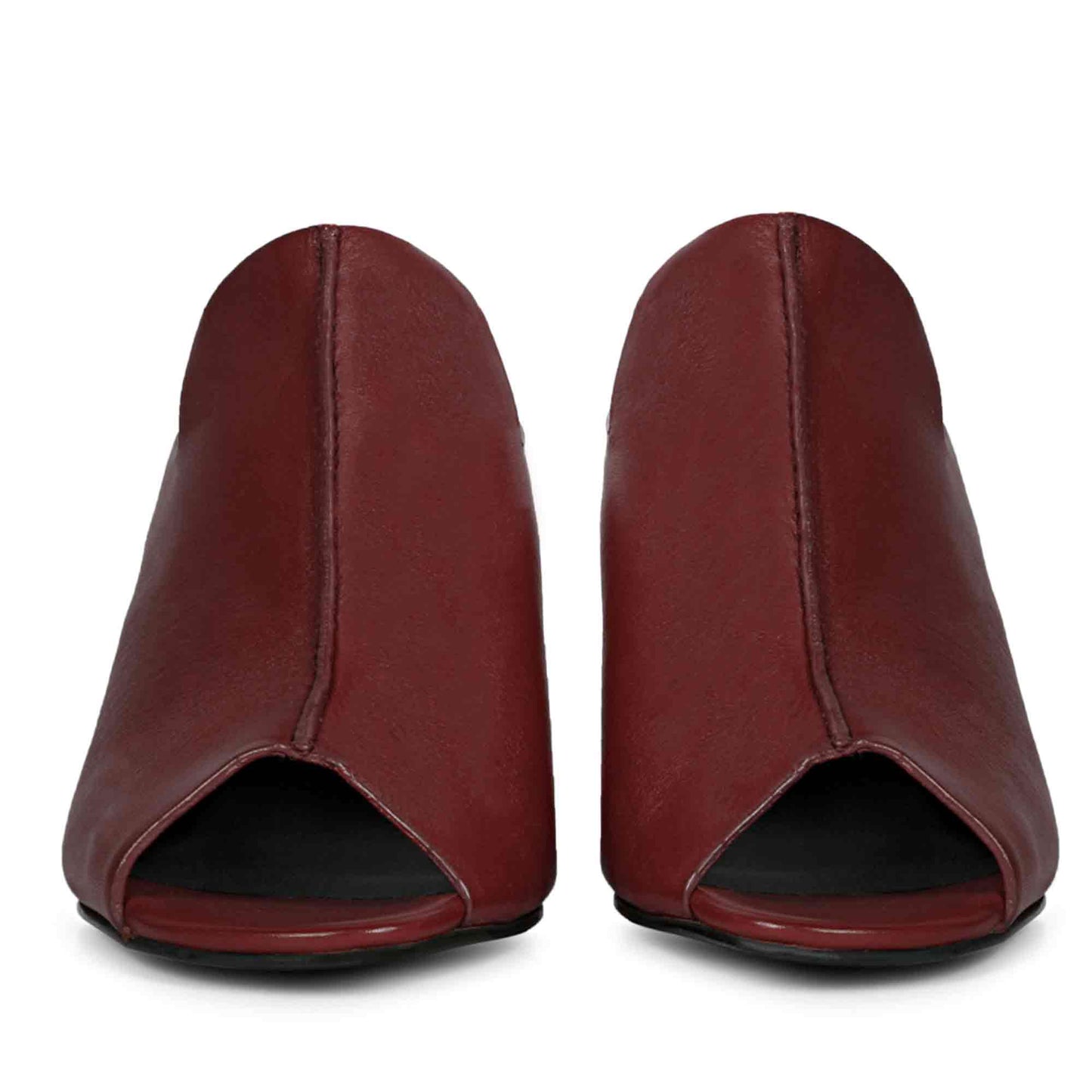 Saint Amor Burgundy Leather Block Heel Mules.