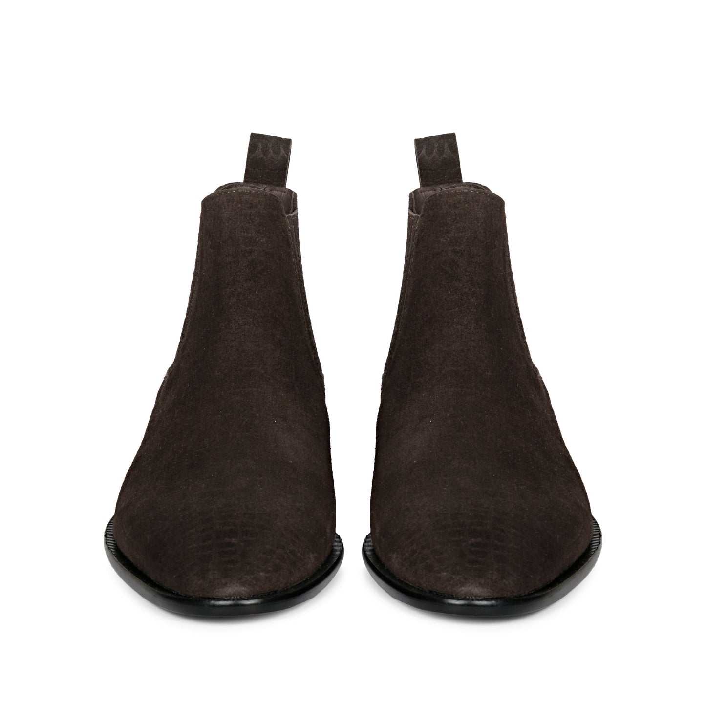 Brown Croco Print Suede Leather Chelsea boots For men