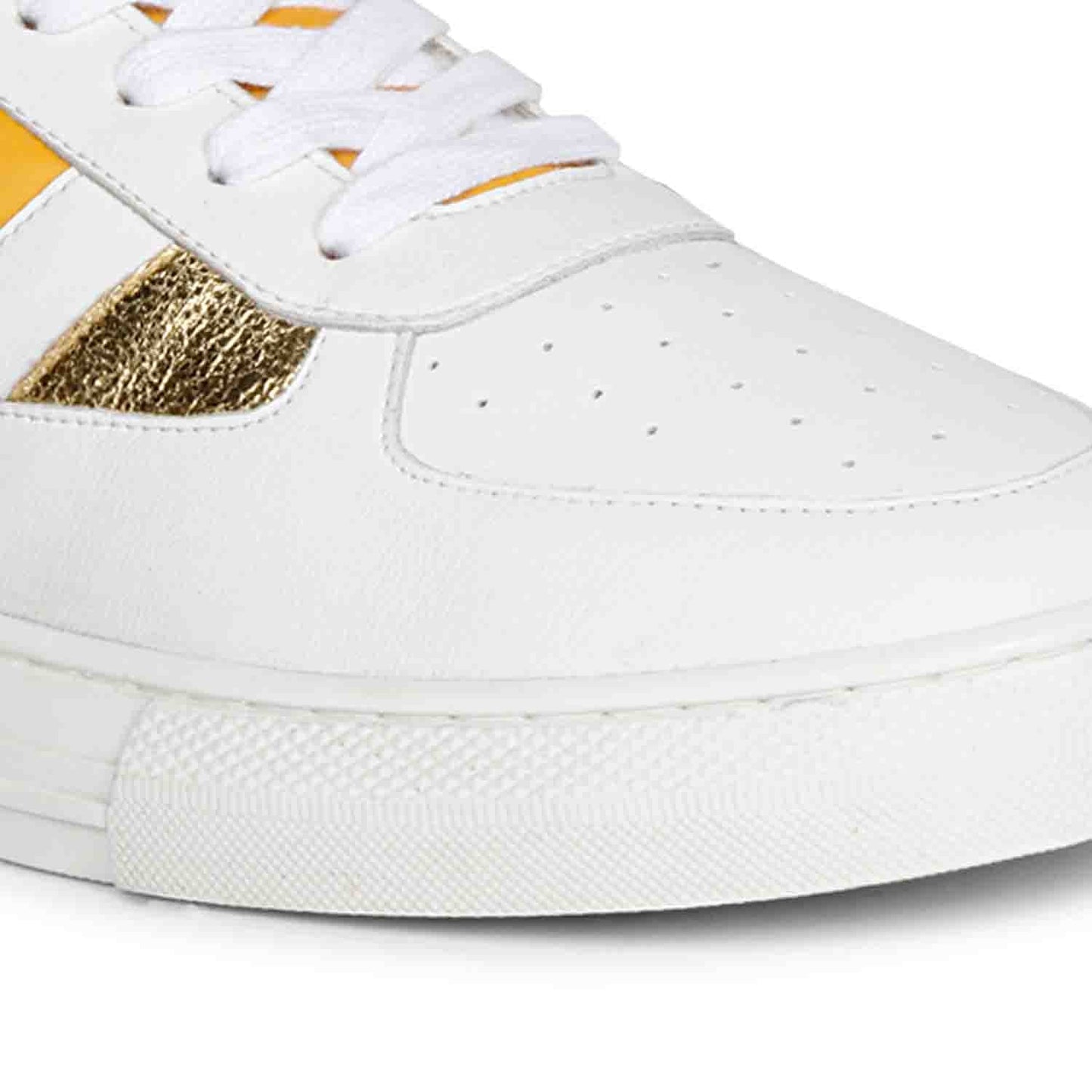 Whitesta Felix Unisex White & Yellow Leather Sneakers