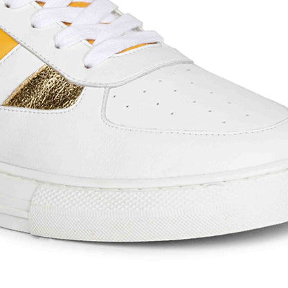 Whitesta Felix Unisex White & Yellow Leather Sneakers