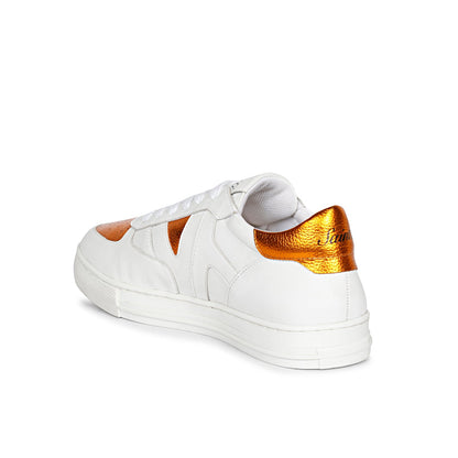Whitesta Arlo White & Orange Leather Sneakers
