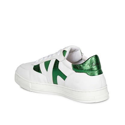 Whitesta Elliot White & Green Leather Handcrafted Sneakers