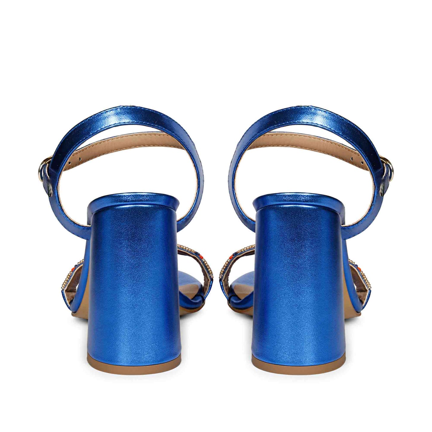 Navy Metallic Leather Fashion Heels