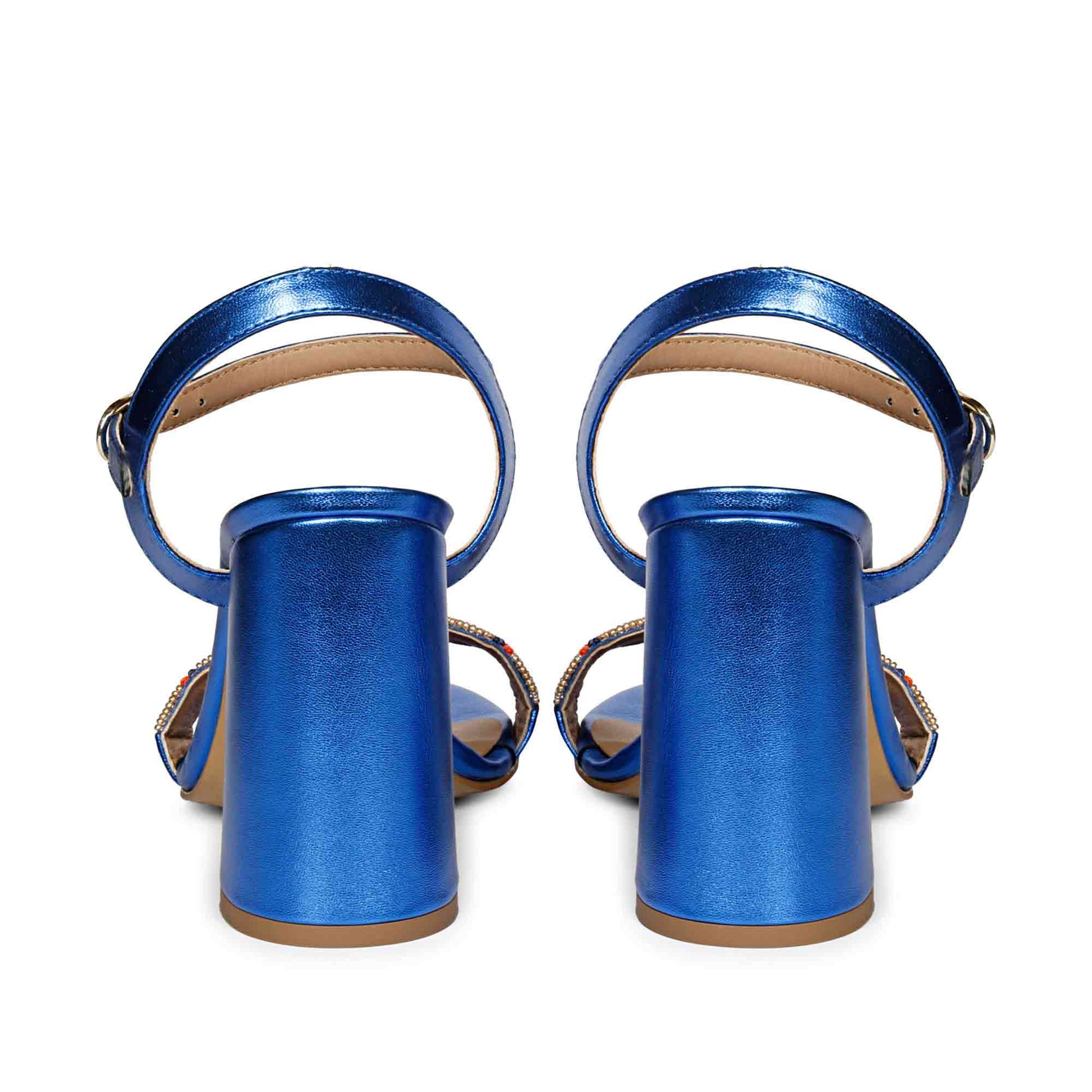 Navy Metallic Leather Fashion Heels