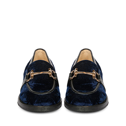 Saint Cinzia Blue Velvet Moccasins