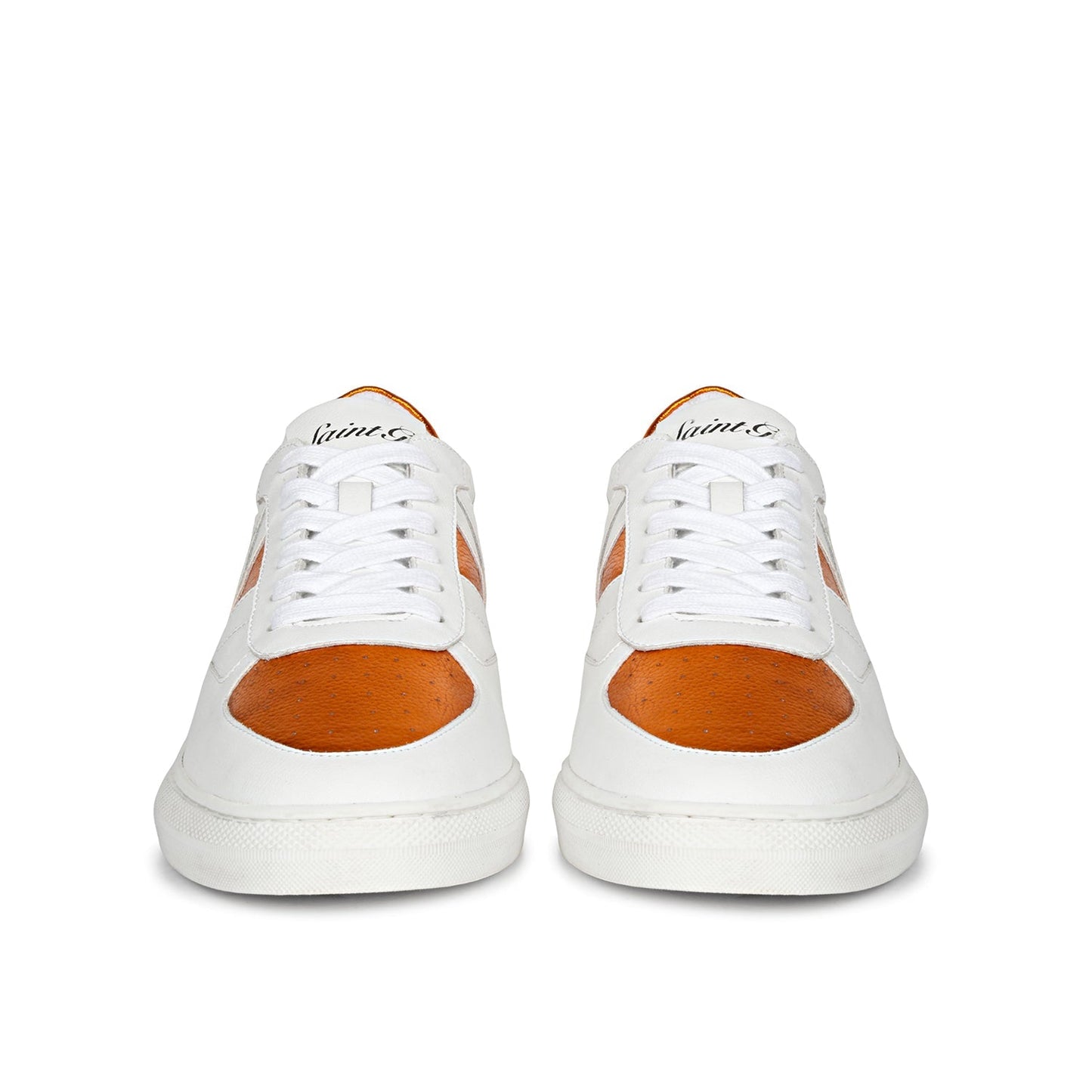 Whitesta Arlo Unisex White & Orange Leather Sneakers