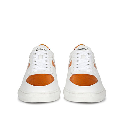 Whitesta Arlo Unisex White & Orange Leather Sneakers
