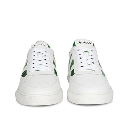 Whitesta Elliot White & Green Leather Handcrafted Sneakers