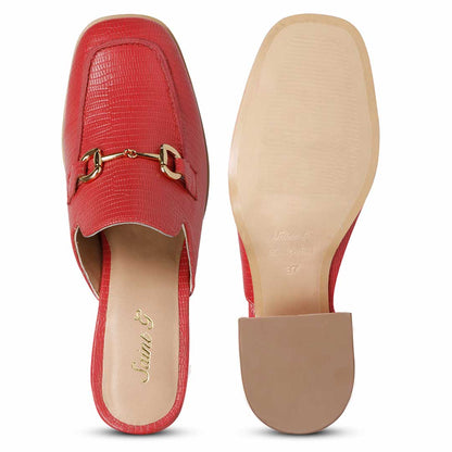 Step out in confidence with Saint Jasmine's red lizard moccasins, a perfect blend of fashion and comfort