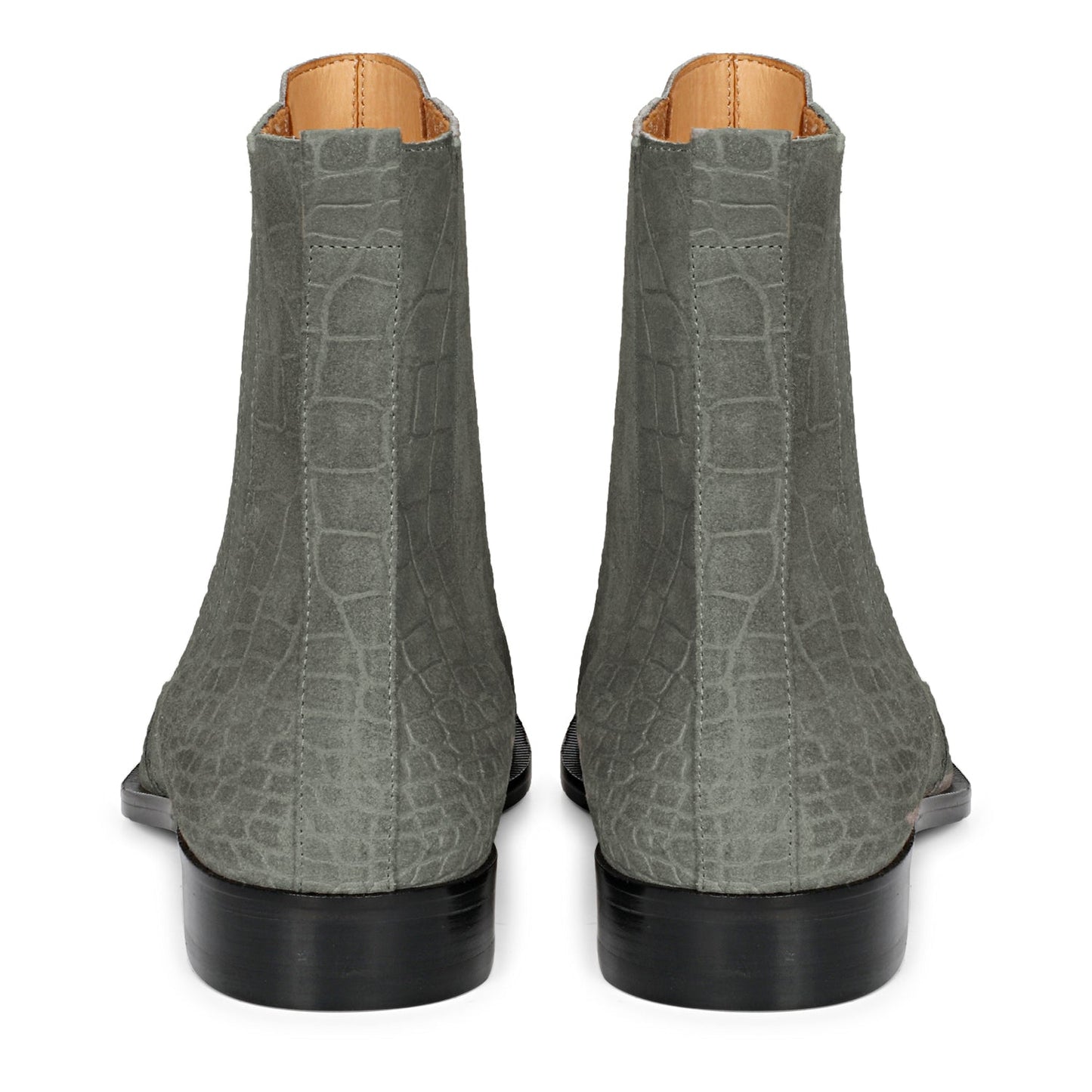 Saint Ollie Grey Croco Print Suede Leather Chelsea boot