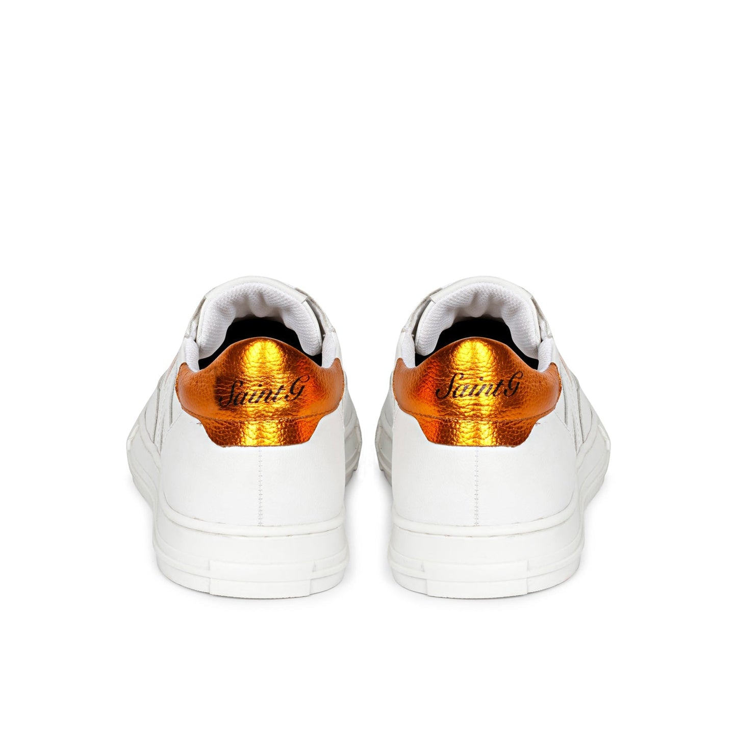 Whitesta Arlo Unisex White & Orange Leather Sneakers