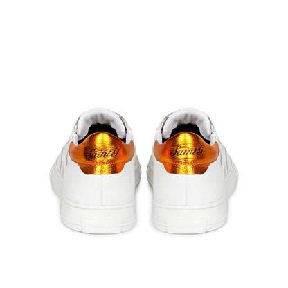 Whitesta Arlo Unisex White & Orange Leather Sneakers