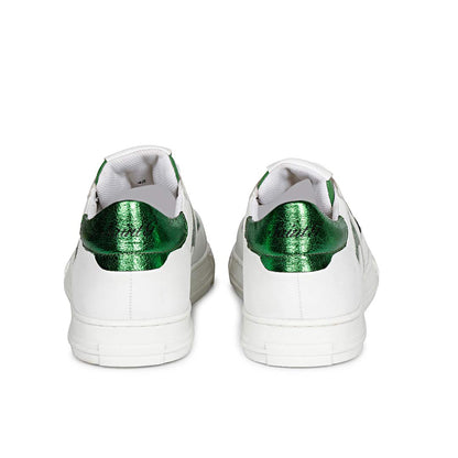 Whitesta Elliot White & Green Leather Handcrafted Sneakers