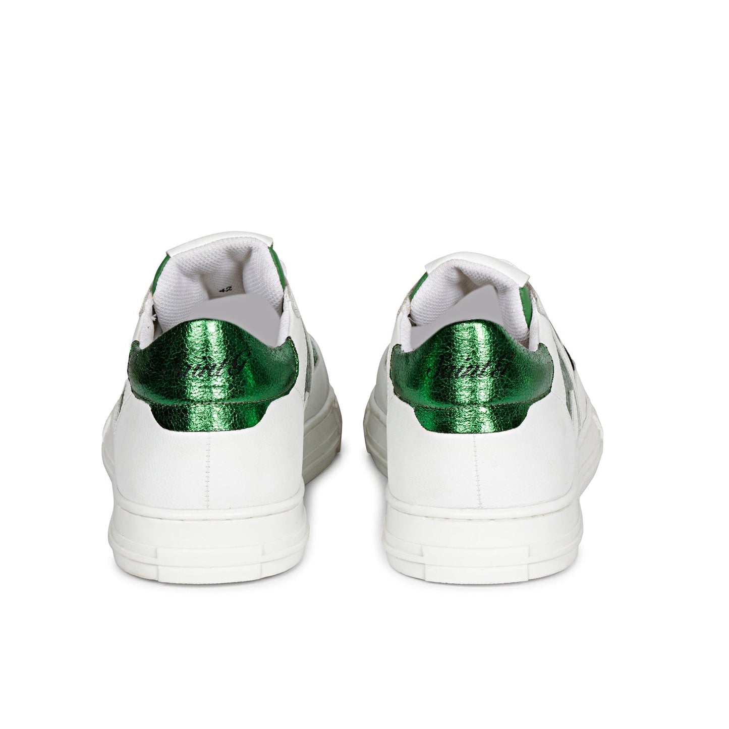 Whitesta Elliot Unisex White & Green Leather Handcrafted Sneakers