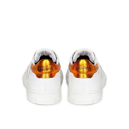 Whitesta Arlo White & Orange Leather Sneakers