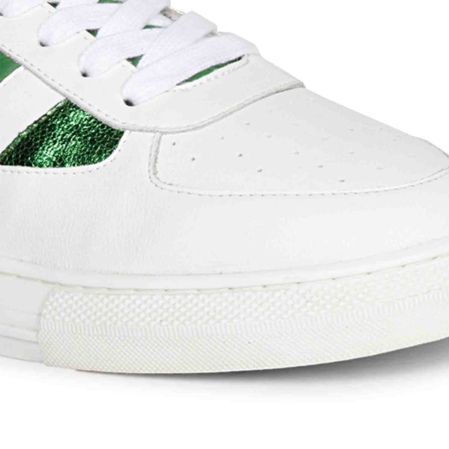 Whitesta Elliot Unisex White & Green Leather Handcrafted Sneakers