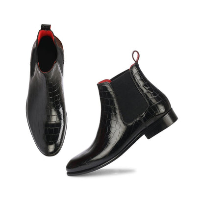 Saint Eadred Black Croco Patent Shiny Leather With Set - SaintG India