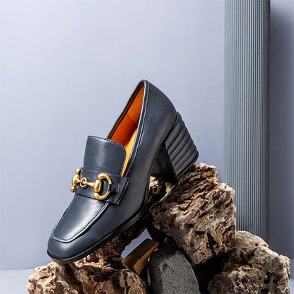 Saint Valentina Navy Leather Handcrafted Moccasins