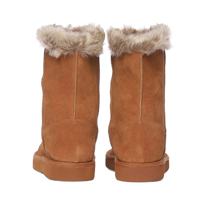 Saint Honora Tan Camo Boots: Stylish Italian fabric-leather snug boots in a unique tan camo design for fashion-forward comfort