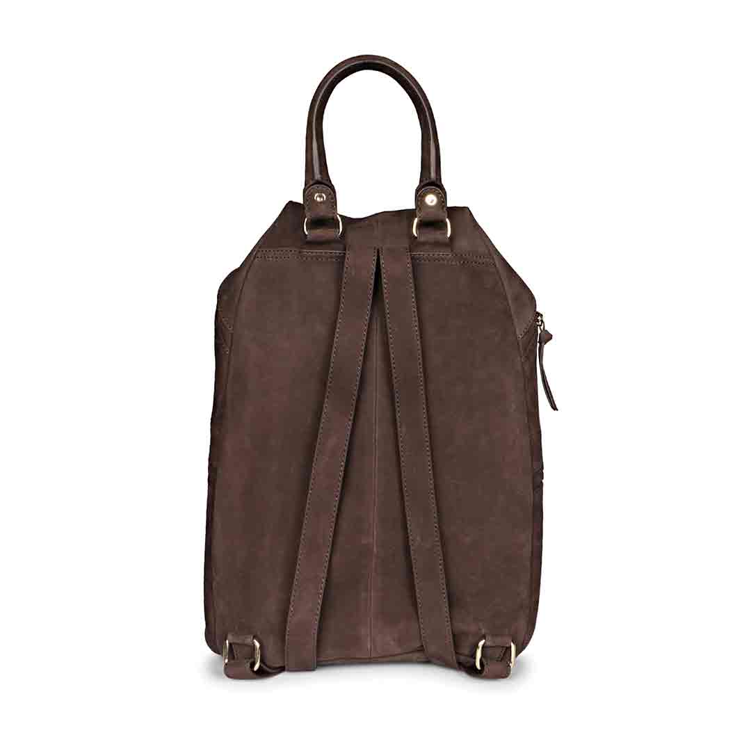 Favore Brown Suede Leather Oversized Structured Backpacks