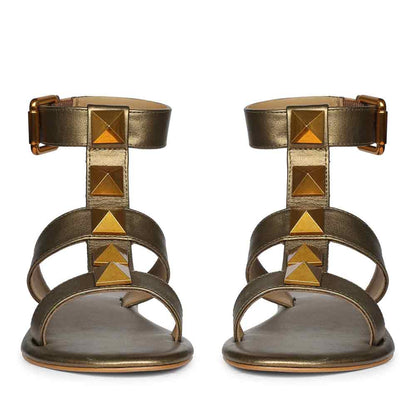 Saint Ida Metal Studded Bronze Metallic Leather Sandals