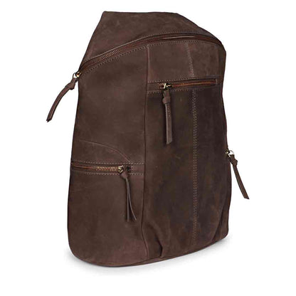 Favore Brown Suede Leather Oversized Structured Backpacks