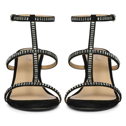 Saint Dylan Strass-Embellished Black Leather Stilettos