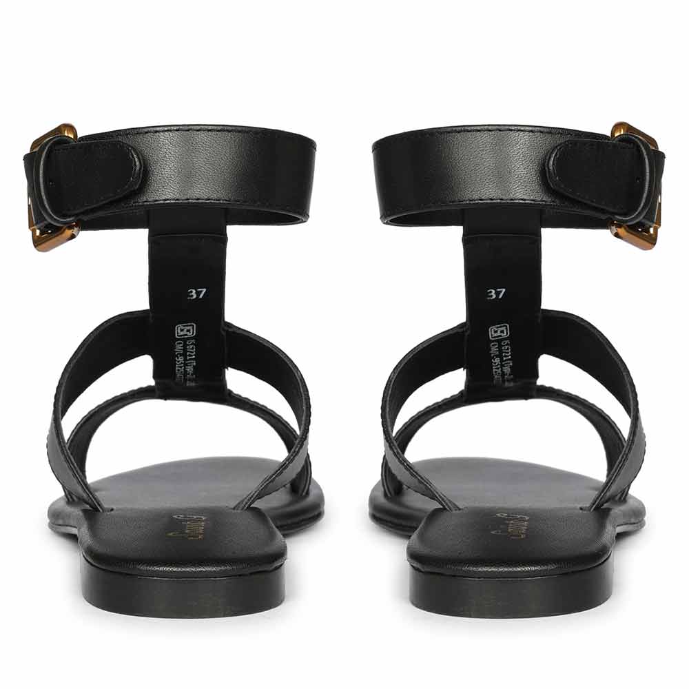 Saint Ida Metal Studded Black Leather Sandals