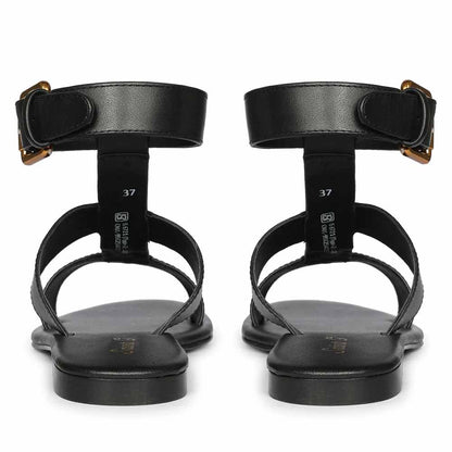 Saint Ida Metal Studded Black Leather Sandals