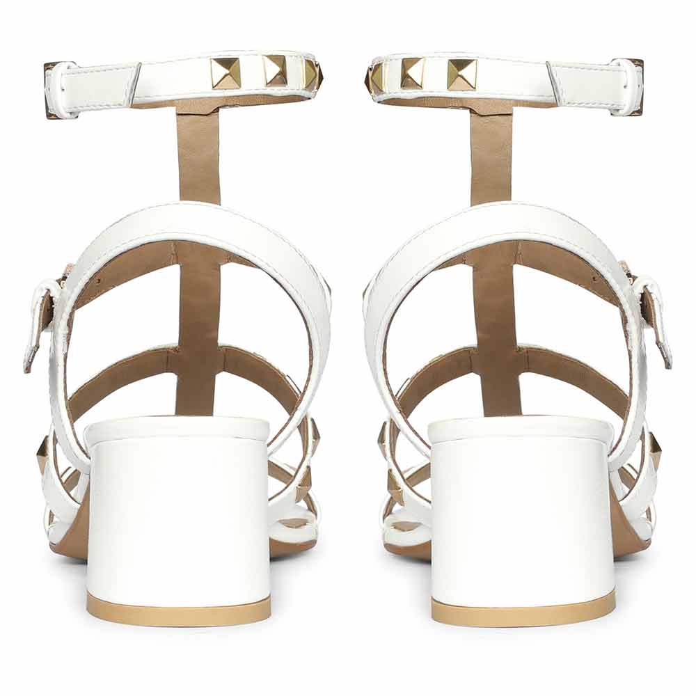 Saint Angela Gold Metal Double Buckle Block Heels