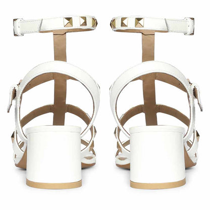 Saint Angela Gold Metal Double Buckle Block Heels