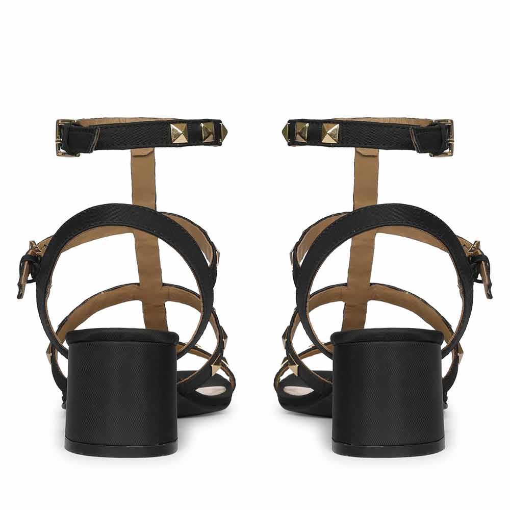 Saint Angela Gold Metal Double Buckle Block Heels
