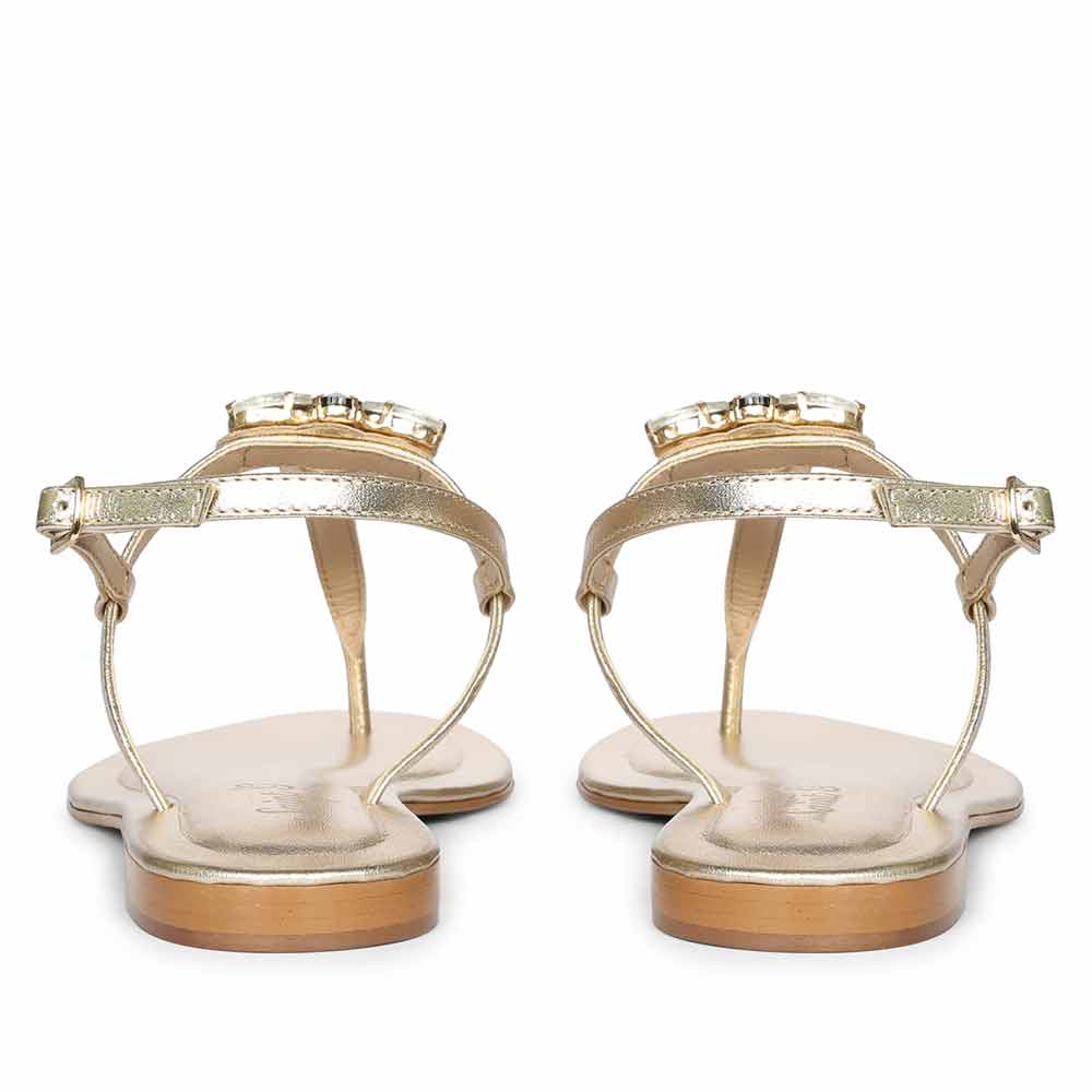 Saint Elara Stone Embellished Gold Leather Sandals