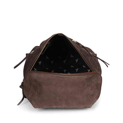 Favore Brown Suede Leather Oversized Structured Backpacks